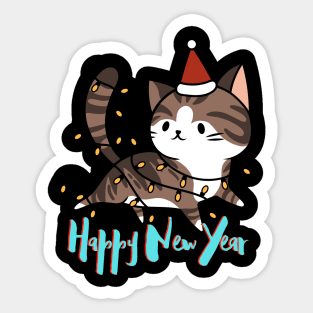 HAPPY NEW YEAR! Cute Kitty Cat Sticker